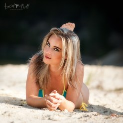 String Bikini + Triangel topje - Elena Blauw / Geel - Sexy Bikini Shop